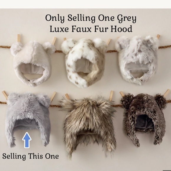 Restoration Hardware LUXE Fur Baby Animal Hood - Grey - 12 Months NWT - Picture 16 of 17